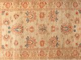 an antique persian rug with a floral design on a beige ground