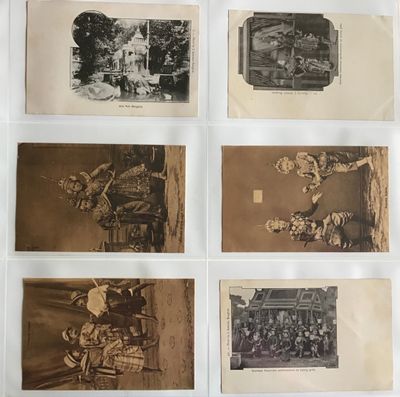 six vieilles photographies en noir et blanc représentant des personnes et des animaux dans une pièce