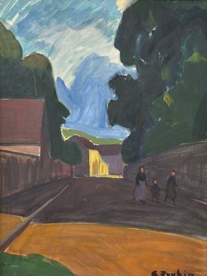 une image d'un tableau représentant des personnes marchant dans une rue