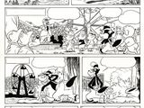 une page en noir et blanc d'une bande dessinée mettant en scène des personnages de BD