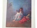 a painting of a woman and child sitting on the ground