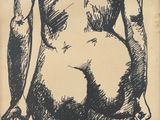 drawing of a nude woman in a black and white pose