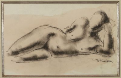 an image of a drawing of a nude woman laying on her stomach