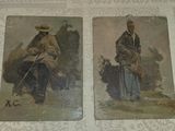 two pictures of a man and a woman on a horse