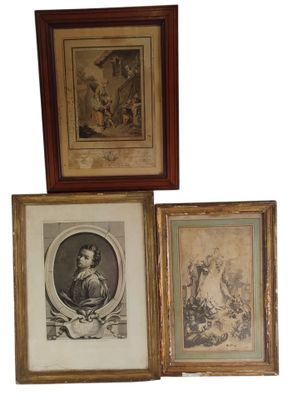 three framed pictures of a man and a woman in a wood frame