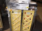 boxes are stacked on top of each other in a warehouse