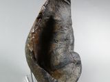 a close up of a piece of metal on a glass stand