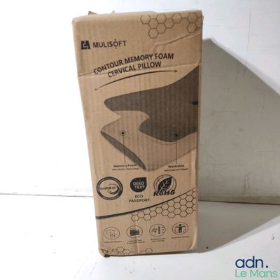 the box is open on the counter top with a knife in it