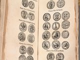 an open book that has a bunch of coins on it