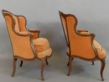 pair of french louis xv style armchairs with upholstered seats