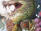 a painting of a dragon sitting on a wall