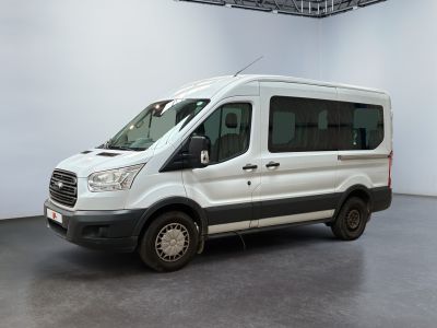 a white van that is parked inside of a building