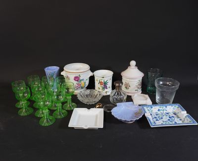 a lot of glass items that are on a table