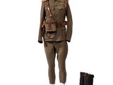 an image of a mannequin dressed in a military uniform and boots