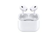 un apple airpods avec étui de chargement sur fond blanc