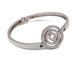 a close up of a diamond bracelet on a white background