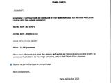 the letter is written in french and english on a white background