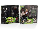 two star wars action figures are shown in a box