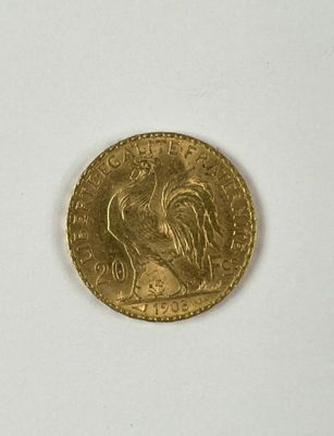 Pièce en or de 20 francs au coq de Chaplain 1903. - Photo 1