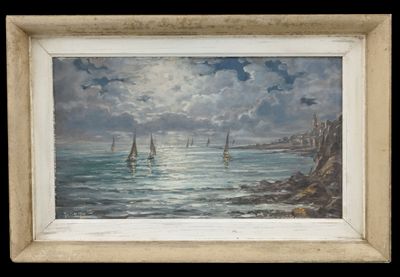 H. KOQUE "marine " huile sur isorel signé en bas à gauche.