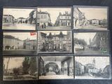 several black and white photographs of old buildings and streets