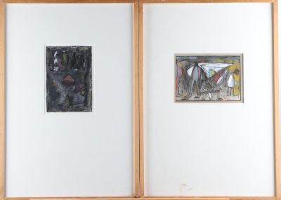 deux tableaux au mur l'un à côté de l'autre
