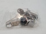 two keys in a plastic bag on a white surface