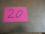 a pink sticker with the number 20 on it