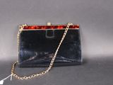 vintage tortoise shell purse with gold chain strap