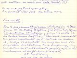 une vieille lettre manuscrite, écrite à l'encre violette sur un morceau de papier