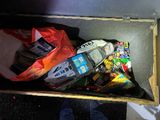 a wooden box filled with assorted snacks and snacks