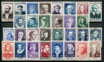 a collection of postage stamps with portraits of people on them