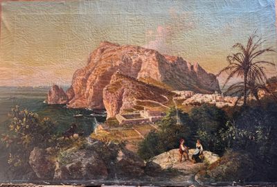 Ecole italienne du XIX°, Vue de Capri, HST, 65 x 100 cm.