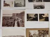 several old black and white photographs of boats and people on the water