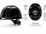 une photo représentant un casque de chantier et un casque de protection sur fond blanc