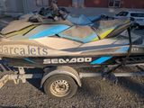 a jet ski that is parked in the parking lot