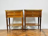 pair of 19th century french bedside tables with marble tops