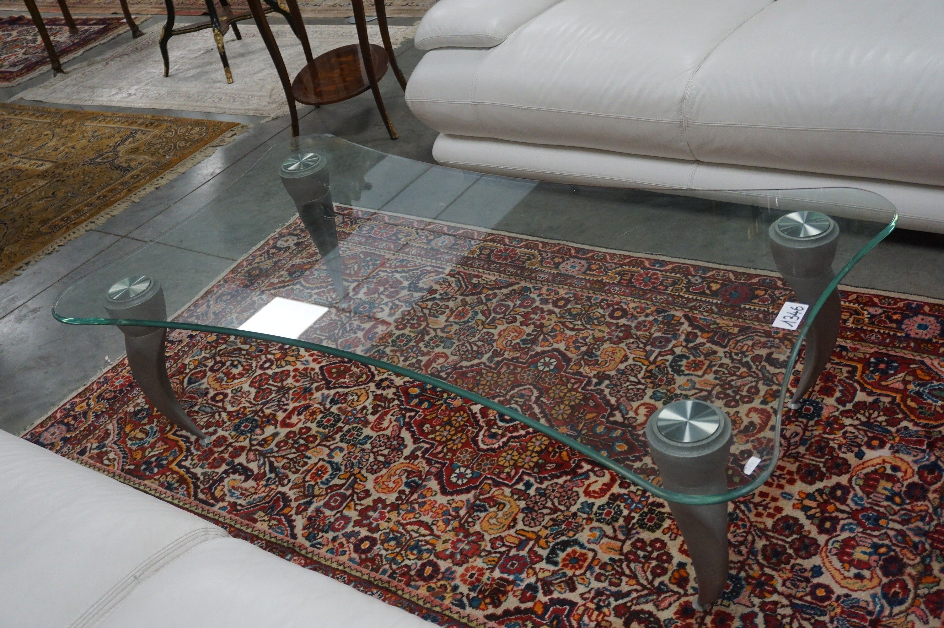 table basse design avec plateau en verre - sur 4 pieds en al…