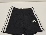 black adidas shorts with white stripes on the side