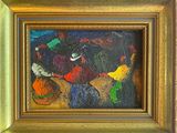 a picture of a painting in a gold frame on the wall