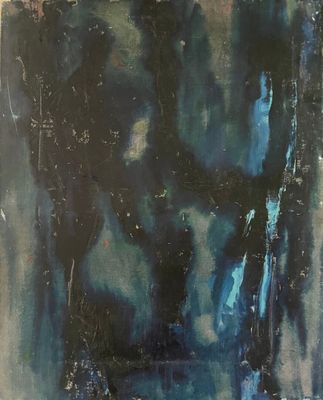 an image of a painting of a man ' s face on a piece of paper
