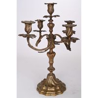 PAIRE DE CANDELABRES LOUIS XV en bronze patiné à 5 lumières. (photo 2)