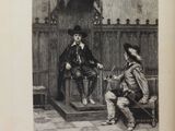 a drawing of a man sitting on a bench next to another man