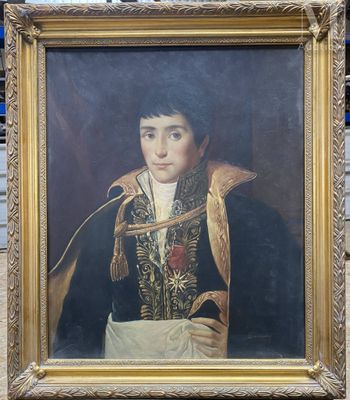 portrait d'un jeune homme en uniforme militaire, dans un cadre doré