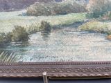 a picture of a painting of a river in the middle of the picture