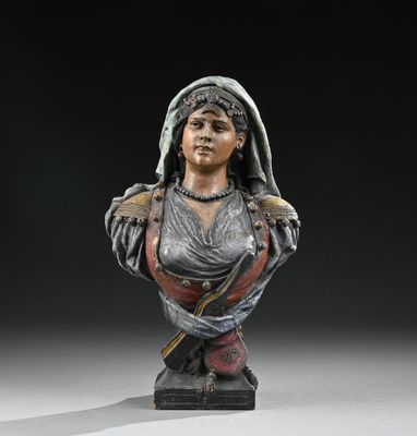 GOLDSCHEIDER Editeur Buste de jeune orientale à l'éventail