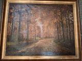 une photo d'un tableau représentant un sentier dans les bois