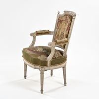 Paire de fauteuils cabriolet en bois laqué style Louis XVI, … (photo 5)