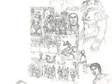 drawing of a group of people in various poses and poses