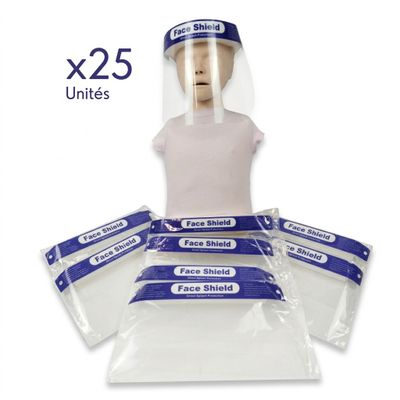 un gros plan d'un mannequin portant une visière de protection sur fond blanc